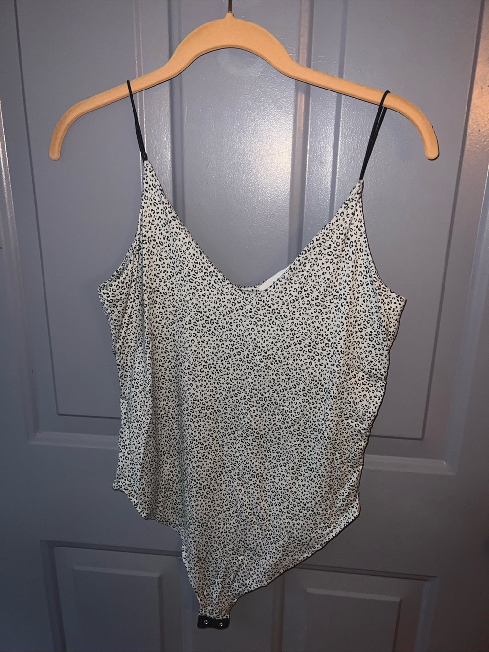 gaze White and Black Leopard Print Cami Bodysuit #chic